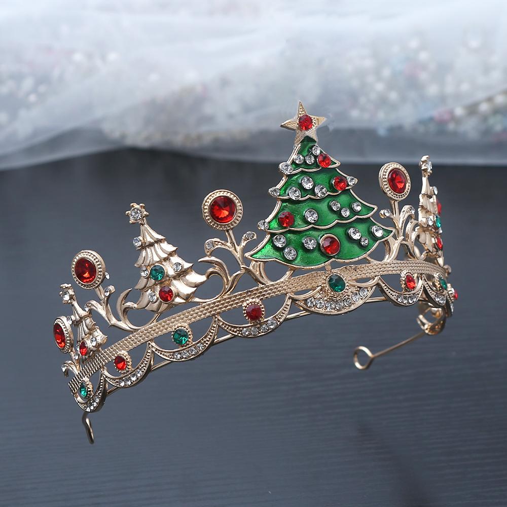 1pc Fashion Festive Christmas Tree Hair Crown Toned Rhinestones Whimsical Holiday Design Perfect Christmas Parties Royal