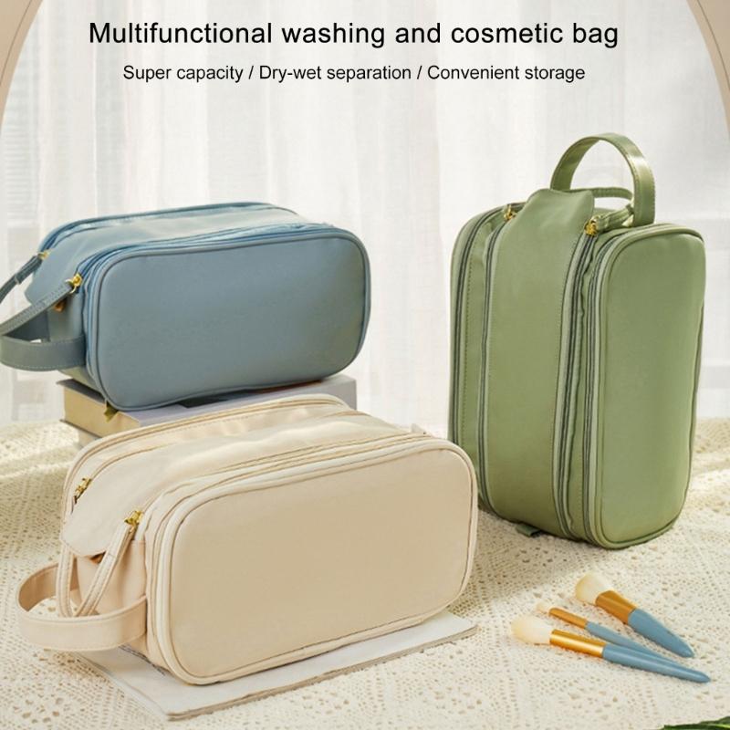 Spacious Multi Functional Travel Makeup Case Waterproof Storage Toiletry Bag For Women PU Leather Handbag