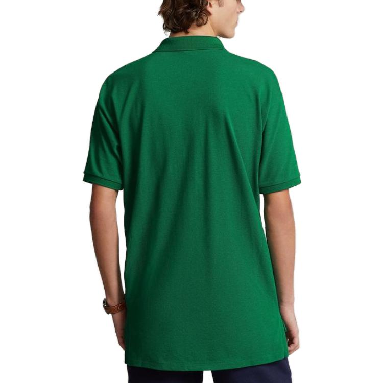 Polo Ralph Lauren Ss23 Vyšívaný svetr s logem dopisu Krátký rukáv Polo tričko Pánské polo trička Zelená MNPOKNI1N822261-300