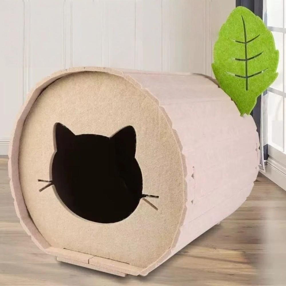 Fun Felt Cave Cat House Tree Hole Foldable Cat Scratching Post Semi-enclosed Wear-resistant Cat Bed For Cat Scratching/sleeping
