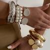 Ingemark 4 Styles Creative Trendy Imitation Pearls Chunky Spring Bangle Women Hip Hop Heavy Metal Open Wide Cuff Bangle Jewelry