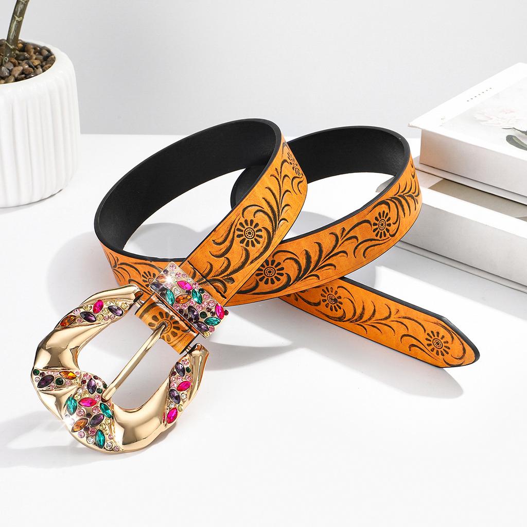 Fashion Floral Pattern Ladies Girdle Belt Stylish Versatile Waist Accessories For Women Trendy Design European And American Style