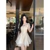 White moonlight temperament, cut flowers, fluffy, casual, high-end charm, mesh patchwork dress, princess dress