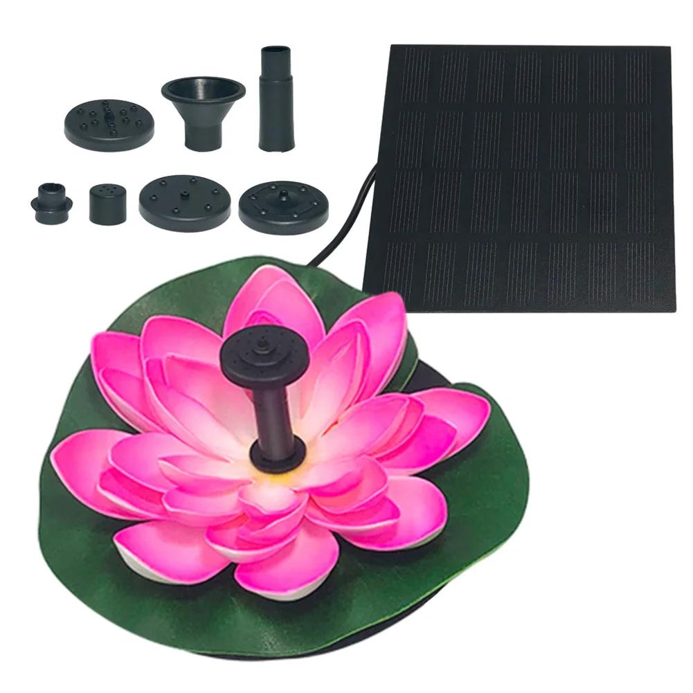 Lotus Shape Floating Garden Fountain Life Up To 20000 Hours Solar Powered Fountain Pump Water Lily Ornaments for Decore Garden