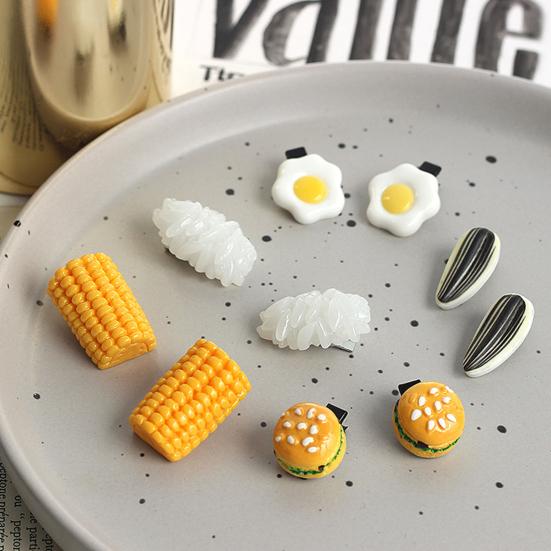Girl Hair Pin Realistic Breakfast Chuck Design Side Bang Hair Clip Stable Grip No Damage Small Hairpin Daily Travel Hair Accessories