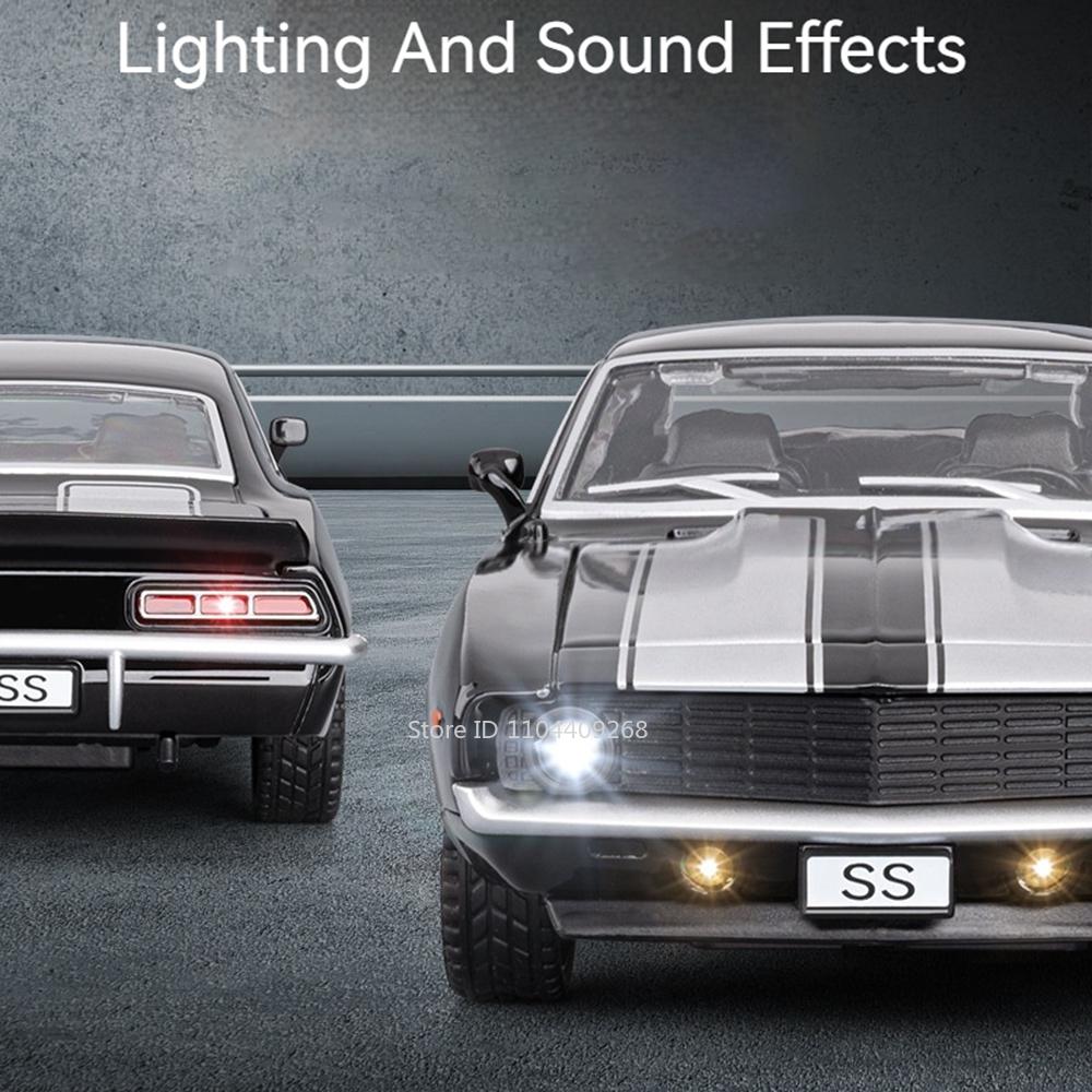 1:32 Camaro Ss Sportwagen Spielzeugmodell Sound Licht Rückzieher Stoßdämpfung Supercar Modelle Legierungskörper Fahrzeuge Heimdekoration