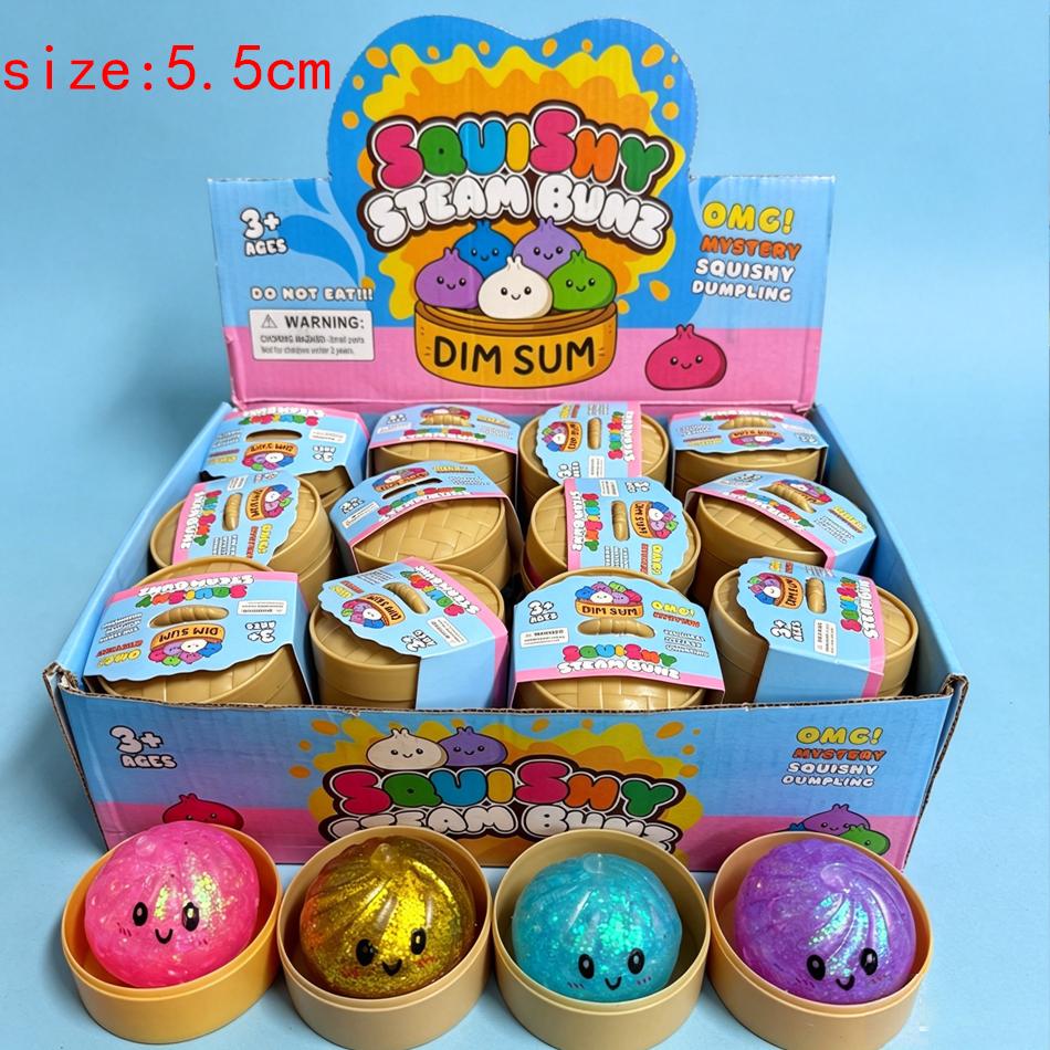 New 5.5Cm Mini Glitter Dumpling Glitter Dumpling Squishy With Box Dumplings Sensory Squeeze Toy For Stress Relief