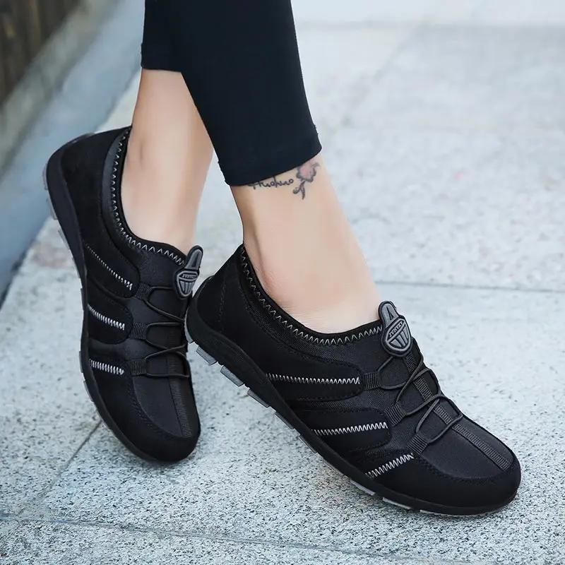 Fashion Women Casual Shoes Summer New Breathable Sport Sneakers Fashion Lightweight Ladies Shoes Slip-On Outdoor Anti-Slip Flat Shoes