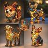 Cat Dog Resin Art Piece Usb Powered Night Light For Bedroom And Study