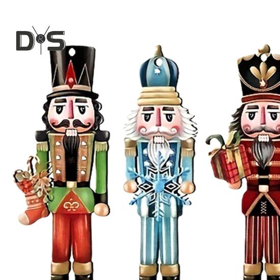 Nutcracker Soldier Pendant Wooden Nutcracker Hanging Ornament Painted Festive Decoration for Christmas Tree New Year Gifts Party Decor
