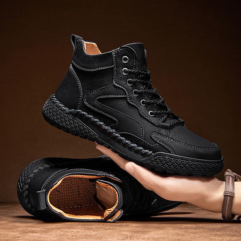 Men's High-Top Lace-Up Martin Boots - Autumn Winter Style, Plus Size Casual Ankle Boots.