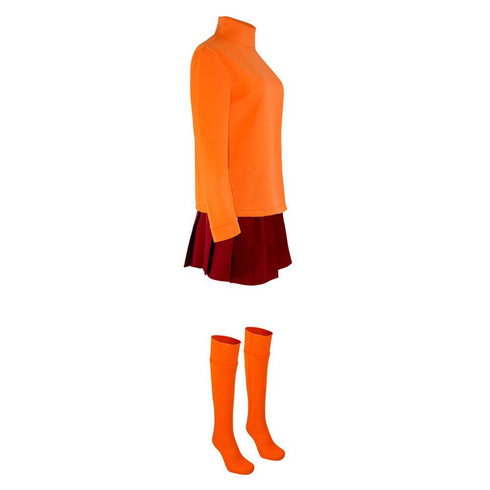 Scooby-Doo Velma Cosplay Costume: Halloween Party with Puff Sleeves