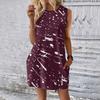 Women's Casual And Fashionable Round-neck Sleeveless Printing Mid Length Dress