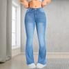 European & American Slim-Fit Flare Jeans - Women's 2026TEMU Faded Stretch Denim