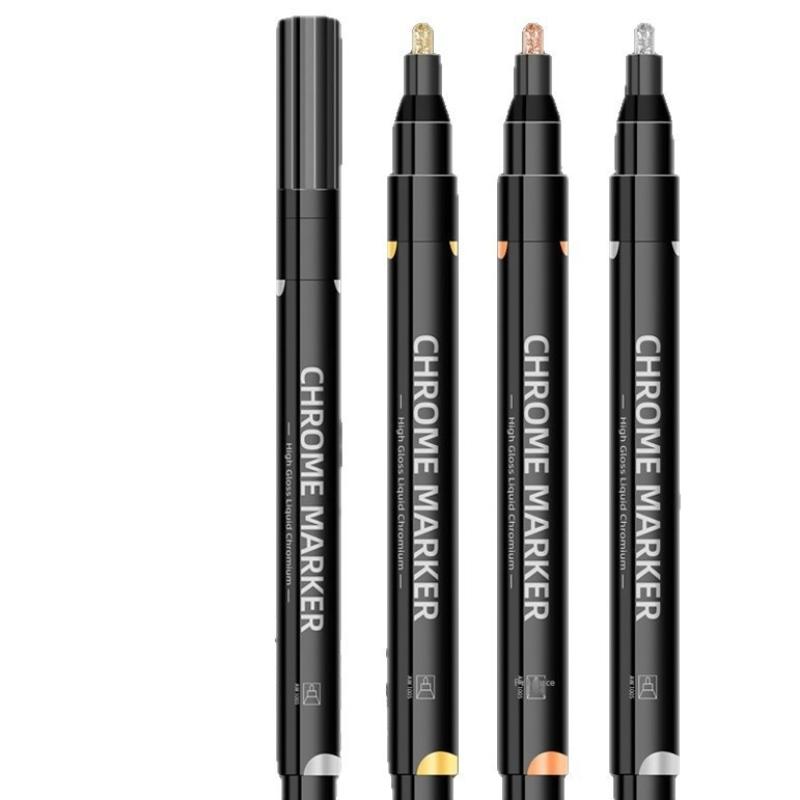 5 Pcs Chrome Mirror Marker Pen 2Mm Diy Reflective Paint Pens Permanent Gold Silver Copper Marker Model Painting Marking