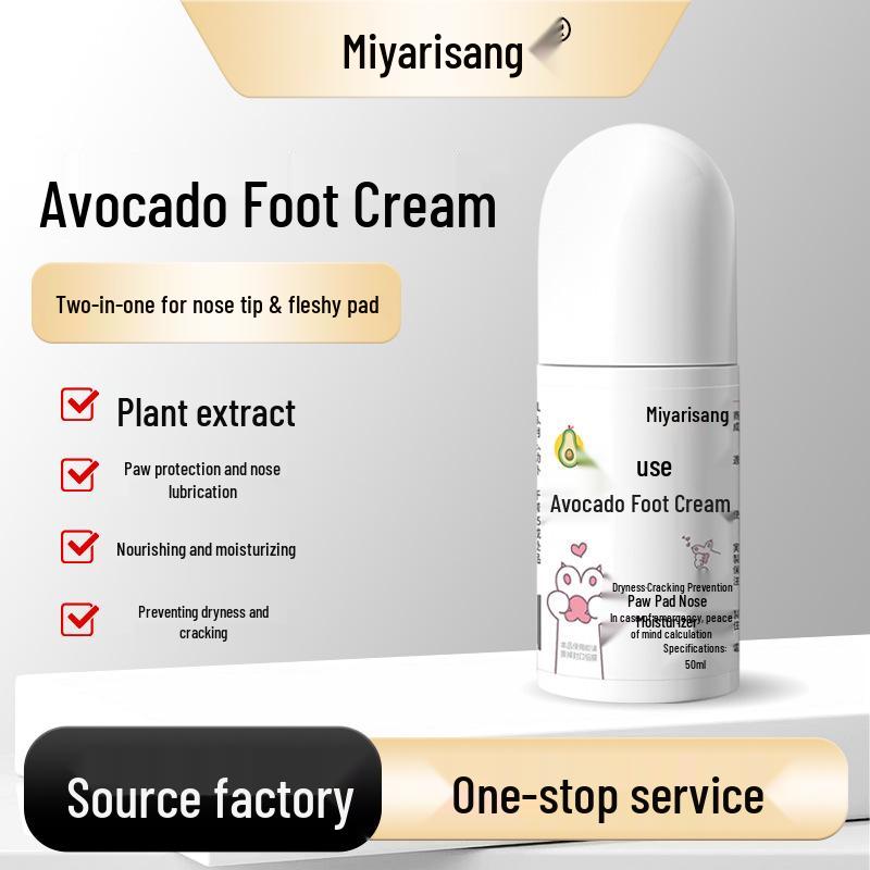 

Pet Avocado Nourishing Foot & Nose Cream: Safe Moisturizer for Cat & Dog Paws, Prevents Dryness & Cracking, Lick-Safe.