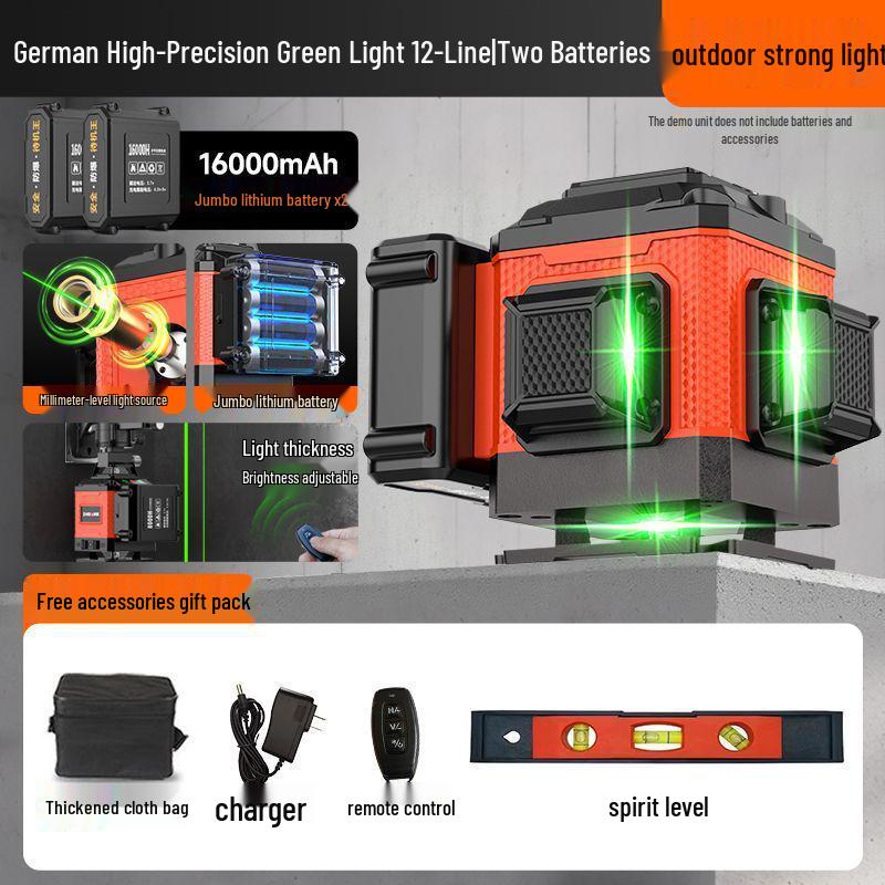 High-Precision 12-Line Outdoor Auto-Leveling Green Laser Level with Strong Light