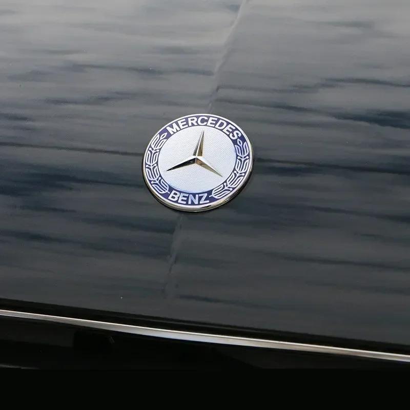 XFNVJ1 2025 For Mercedes-Benz Car Metal Flat Hood Emblem Front Badge Logo Sticker For Mercedes Benz W212 W213 W205 W177 W247 W176 CLS C