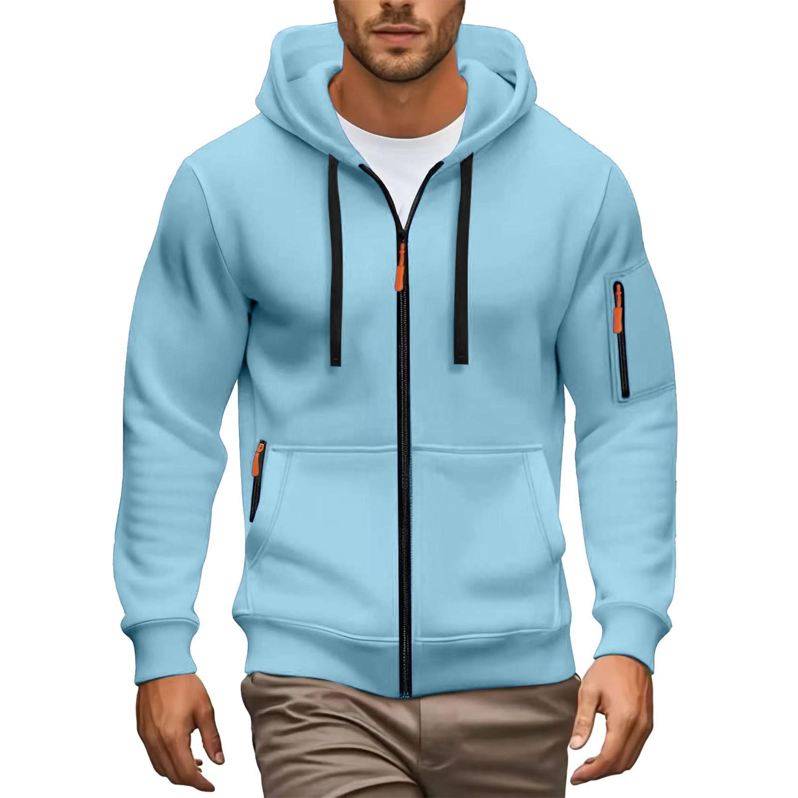

European Size Autumn/Winter 2026 Men s Zip-up Hoodie Sweatshirt Jacket – Sports Casual Style. XXXL небо синє кольору