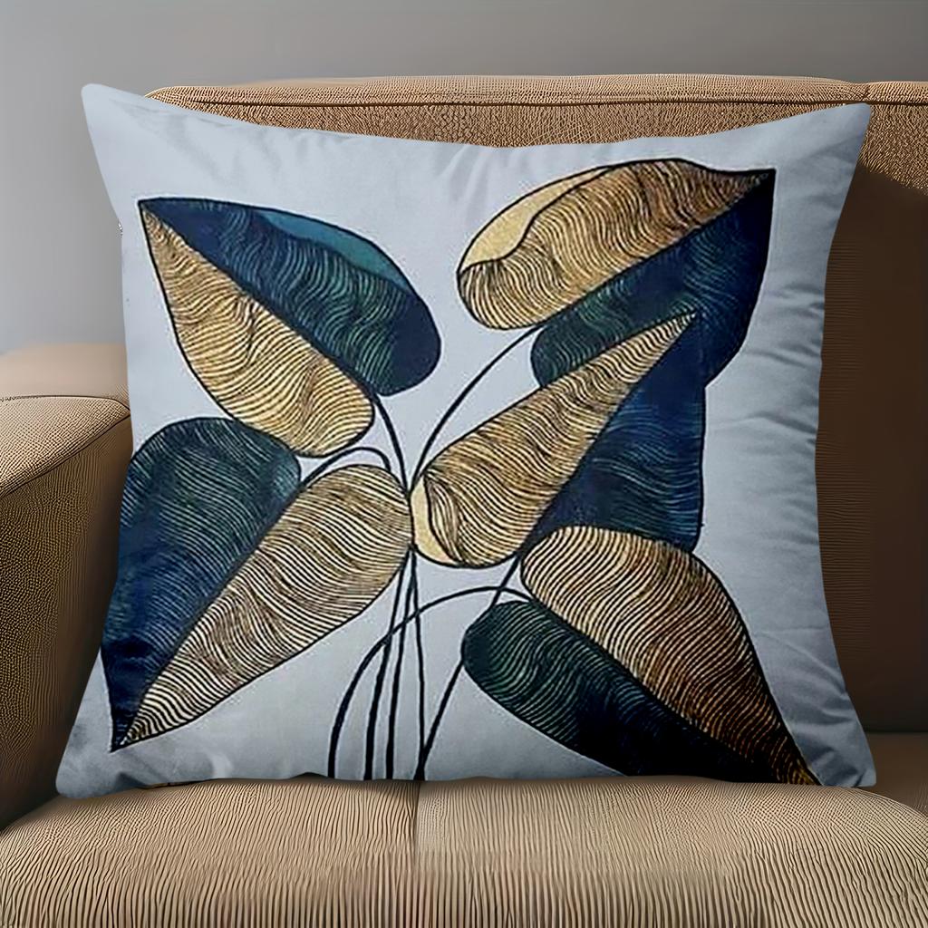 1 Stück - 2D Flachdruck Exquisite Blattmuster Wurfkissenbezüge Polyester Kissenbezug Sofa Dekokissenbezug