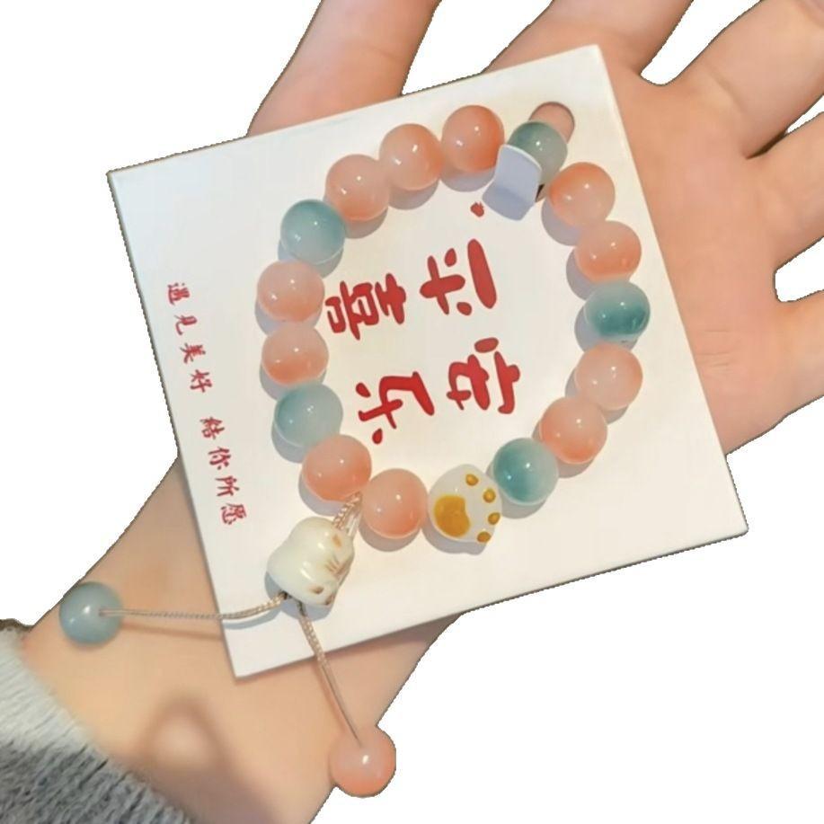 

Модный и красивый браслет, легкая роскошь, браслет из бисера One Size розовый