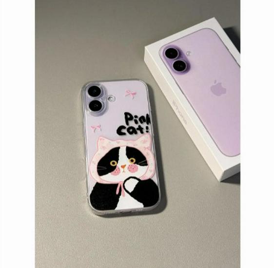 

Clear Floral Cat Headscarf Case for Apple 13/14/15/16/17 Pro Max Apple 16 Pro