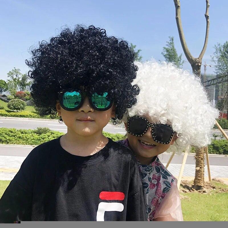 Funny Wig Cap Fluffy Wavy Head Wig for Birthday Dress Performance Props Hair Cap Header Reactive Party Supplies