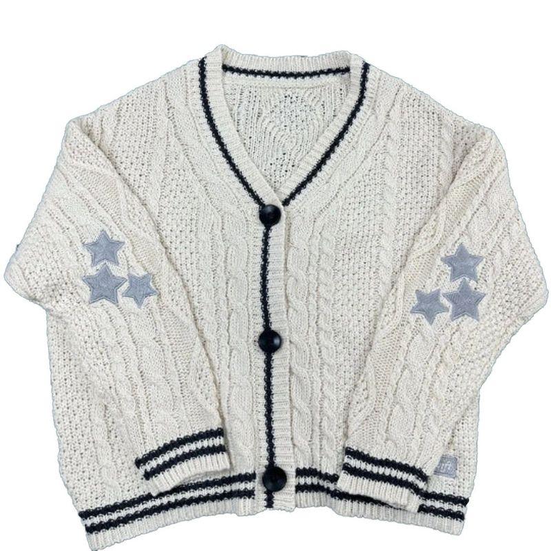 Women's Clothing Export Fall and Winter New Arrival Versatile Knitting Embroidered Cardigan Temperament Youthful-Looking Loose Casual Sweater outside