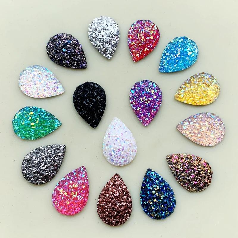 20pcs 11.5*17mm Natural ore Style Flat back Resin Rhinestones Cabochons For Bracelet Earrings accessories -HA77
