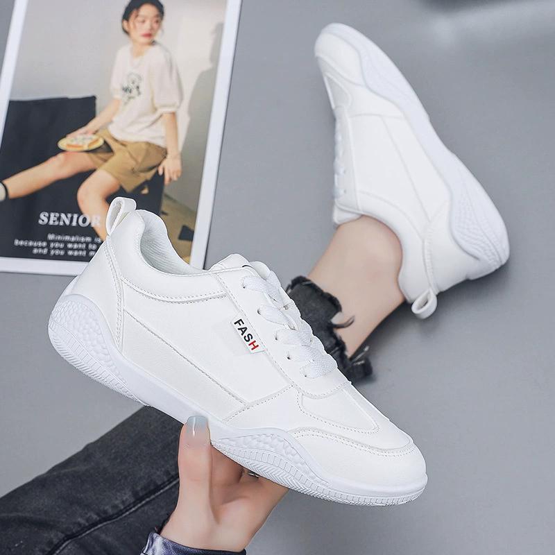 Pu Leather Breathable White Shoes Women's Spring Autumn Korean Version of All-match Casual Shoes Sneakers Soft-soled Sports Running Shoes
