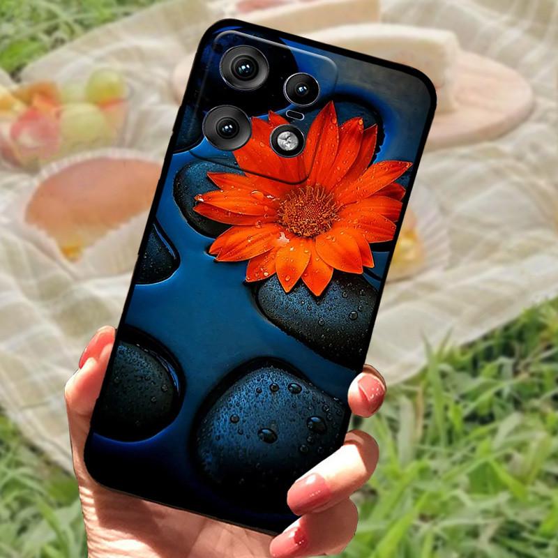 For Motorola Edge 50 Pro Case Fashion Marble Silicon Black Soft Bumper for Moto Edge 50 Pro Phone Cases Cartoon TPU Shells