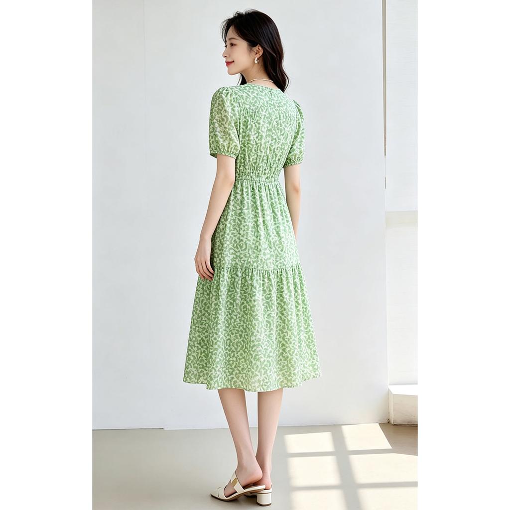 Summer Waist Cinching Slimming Dress with Elegant Temperament, Mid Length Skirt for Women