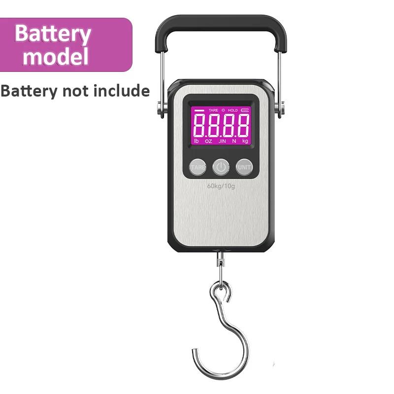 60kg/10g LCD Digital Hanging Hook Scale Stainless Steel Electronic Luggage Scale Battery/USB Charging Portable Weighing Balance