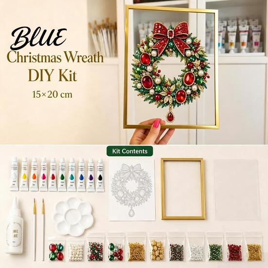 Art Craft Supplies Set DIY Jewelry Faux Pearl Painting Kit with Frame Christmas Projects for Home Leisure Crystal Gem Adults Holiday Tabletop