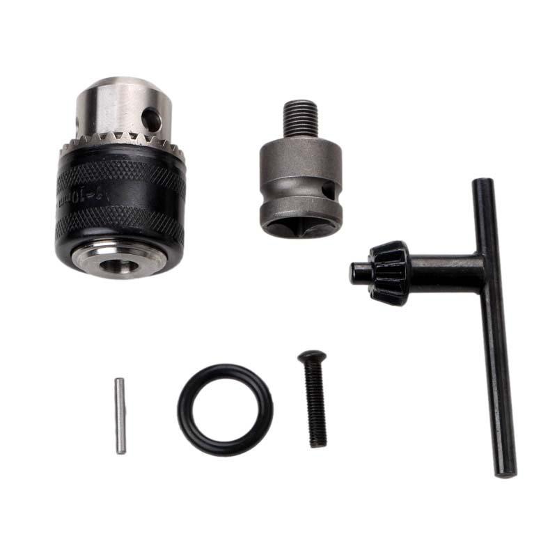 5-Piece Drill Chuck Set with Square/Round Shank, Hammer Impact Extension Rod, Power Tool Accessories, and 6-Head Wrench Conversion.
