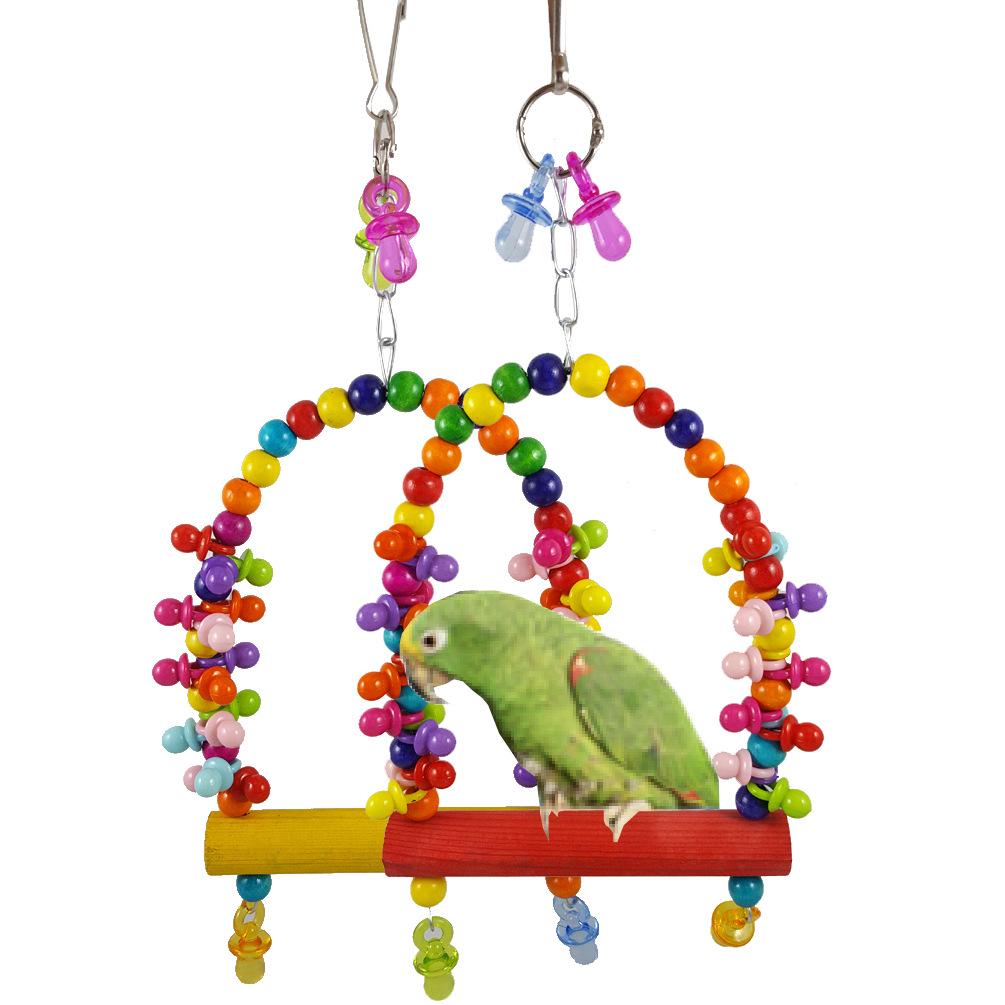 Buy Pet Bird Parrot Swing Toys Colorful Bead Cage Hammock at affordable