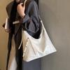 Vintage Simple Large Capacity Women's Shoulder Bag Korean Style Solid Color Casual Tote Bags Trendy PU Zipper Messenger Bags