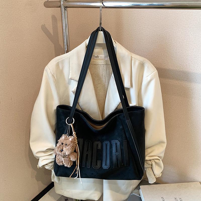 Tote bag simple college student class shoulder canvas bag large capacity casual versatile work commuter handbag women