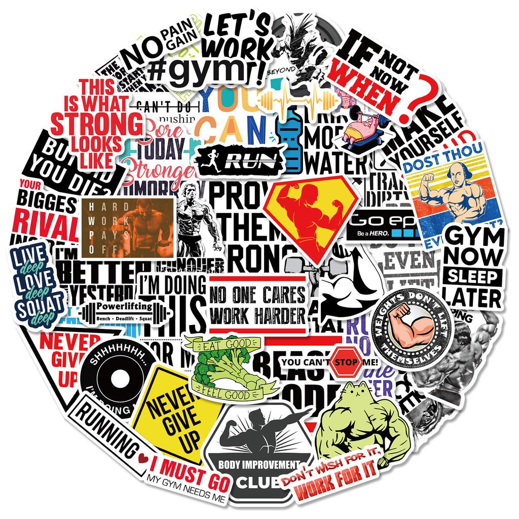 50 Text Stickers for Gym Motivational Culture Stickers Taekwondo Hall Wall Gym Layout Decoration Stickers