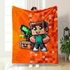 Pixel Art Character with Vibrant Orange, Green, and Brown Square Patterns. for All Seasons Blanket Lunch Break Throw Gift