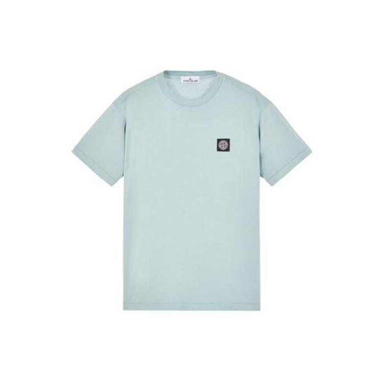 Мужская футболка Stone Island с логотипом-компас, короткий рукав, небесно-голубой, Топы 101524113-V0041 M