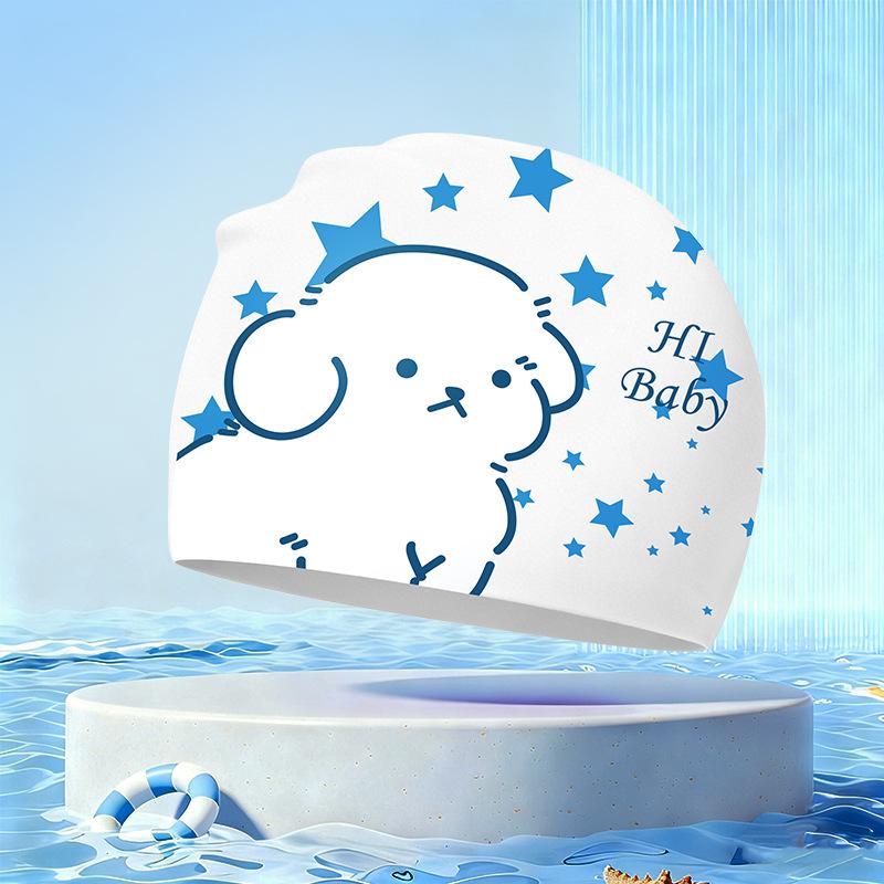 New Children's Cartoon Swimming Cap Cute Dolphin Waterproof Ear Protection Swimming Caps Kids Hot Spring Swimming Equipment