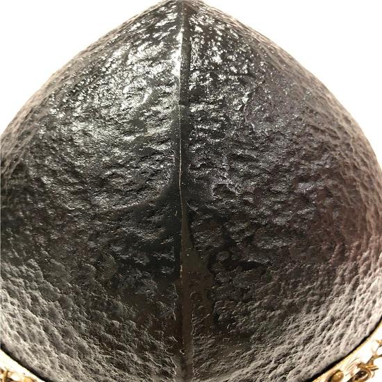 Medieval Norman Viking Antique Black Amour Iron and Brass Chainmail Wearable Helmet with Wooden Stand