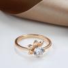 Fashion Simple Bride Wedding Ring Women  Rose Gold Color With Natural Zircon Accessories Romantic Daily Fine Jewelry