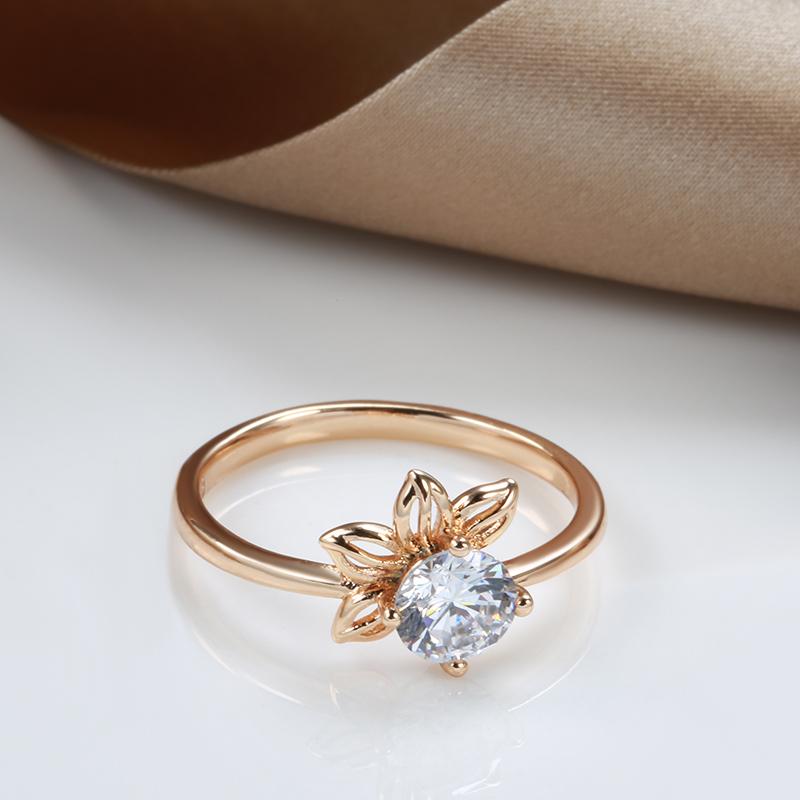 Fashion Simple Bride Wedding Ring Women  Rose Gold Color With Natural Zircon Accessories Romantic Daily Fine Jewelry