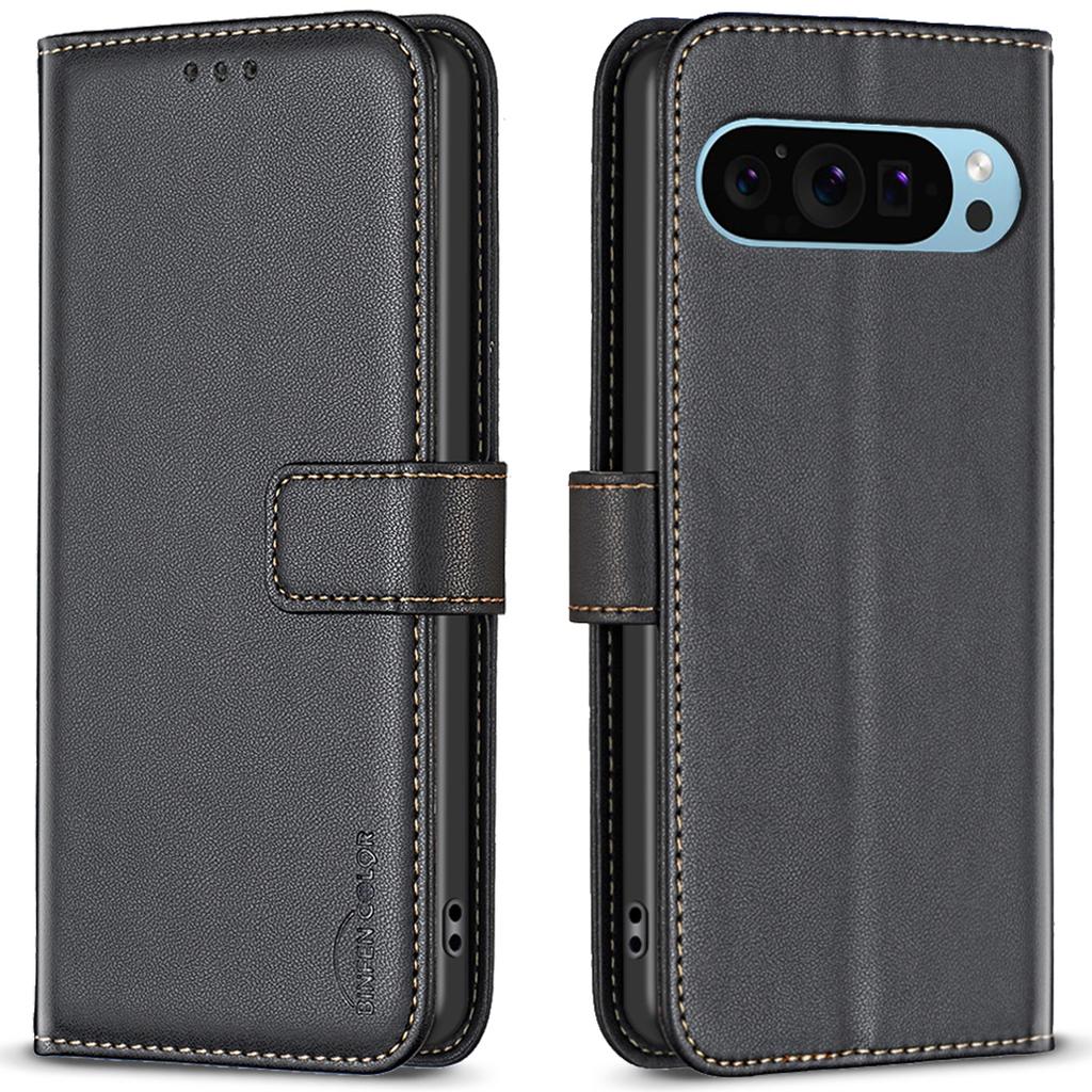 BINFEN COLOR BF17 For Google Pixel 9 Pro XL Leather Case Stand Magnetic Closure Flip Folio Phone Cover