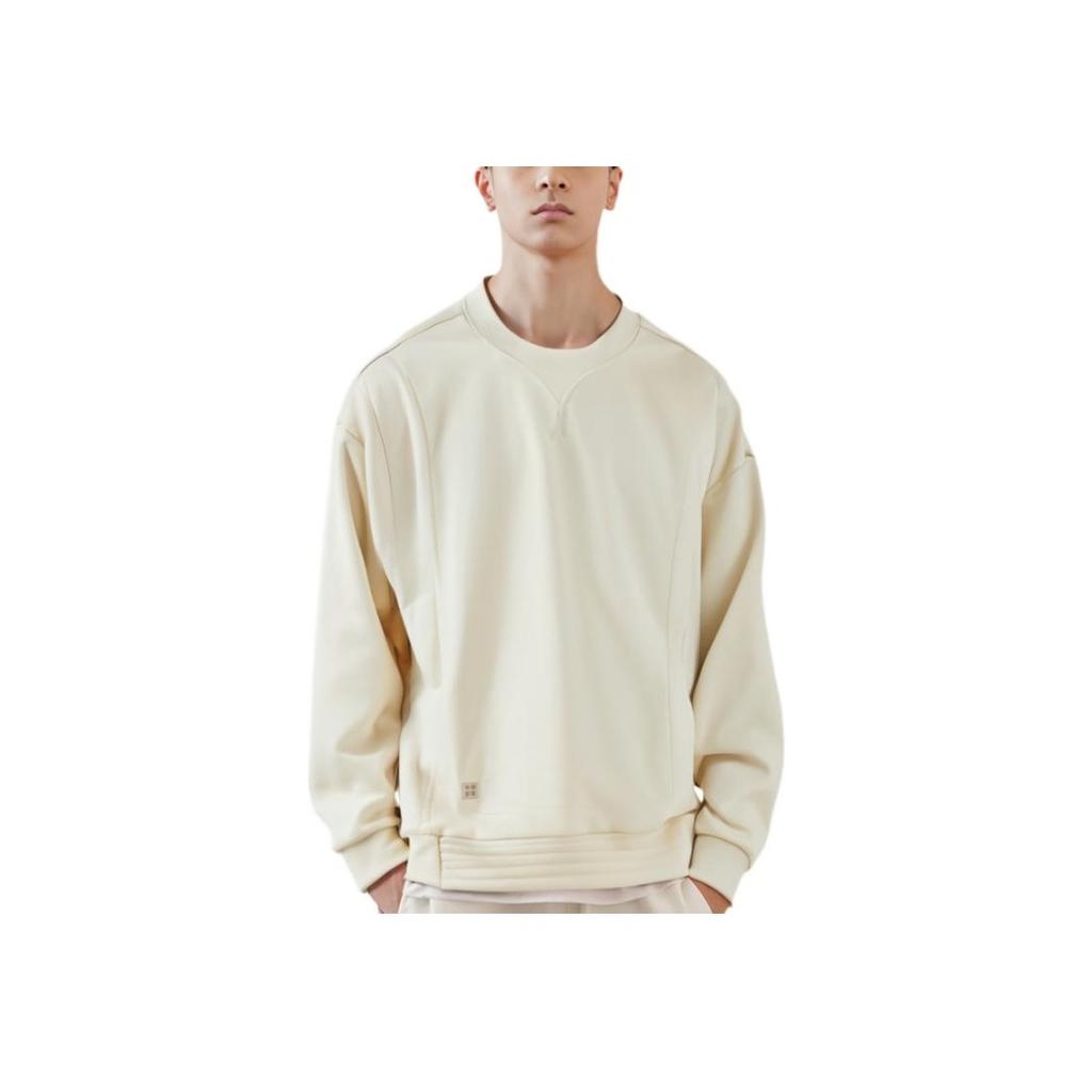 Li Ning Kung Fu Series Loose Pullover Long Sleeve Sweatshirt Men Sweatshirt Oatmeal-Gray AWDUB15-1