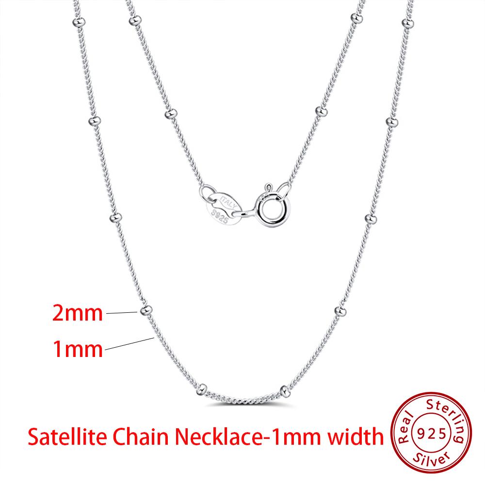 EFFIE QUEEN Real 925 Sterling Silver Diamond Cut Twist Rope Figaro Cuban Snake Bead Box Link Chain Necklace DIY Fine Jewelry SC