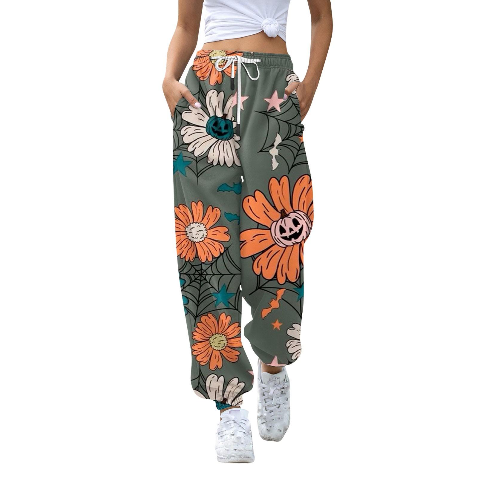 

Жіночі повсякденні модні штани для відпочинку з принтом на Хеллоуїн Спортивні штани Штани на шнурку з еластичною талією Штани на шнурку з шнурком L