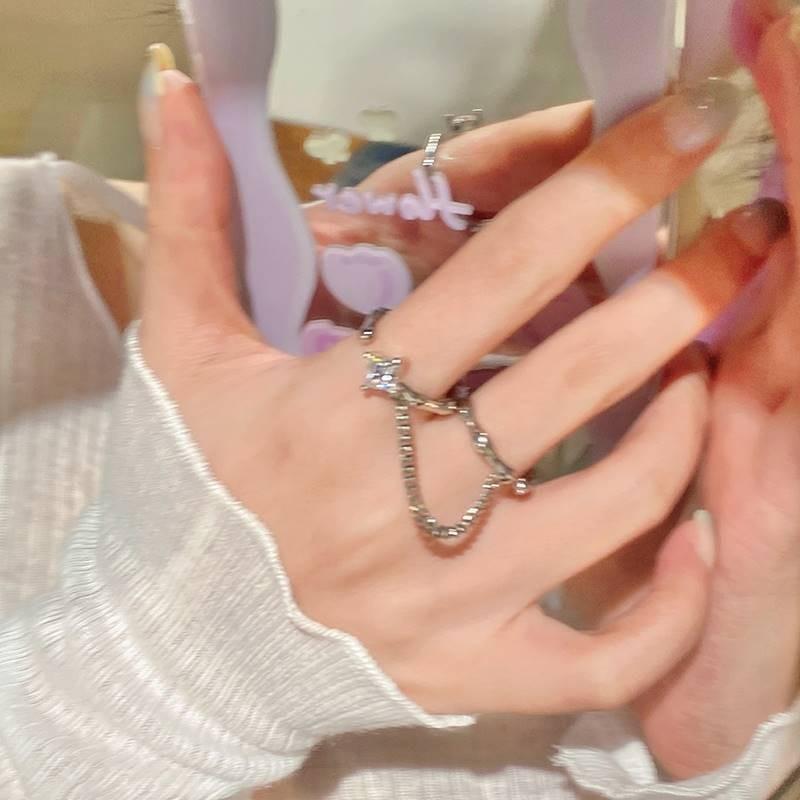 Exquisite Adjustable Open Ring With Geometric Design And Brilliant Zirconia For Women Trendy
